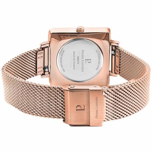 Pierre Lannier Le Carre Collection Mesh Strap Watch P008F938 Women's, Officially Imported, Pink Gold and Black