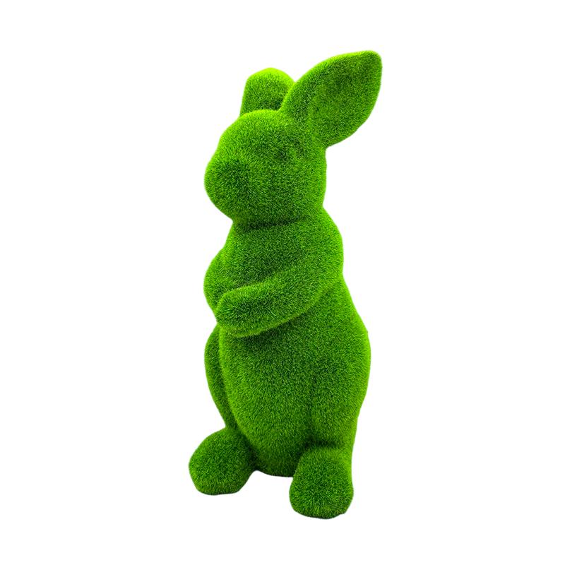 Easter Flocked Bunny Figurine, Garden And Patio Resin Craft, Flocked Bunny Ornament