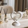 Delicate Rose Texture Decor Heart Figurine, 3D Printed Sculpture, Romantic Desktop Decoration Decorative Ornament for Table, Shelf Centerpiece