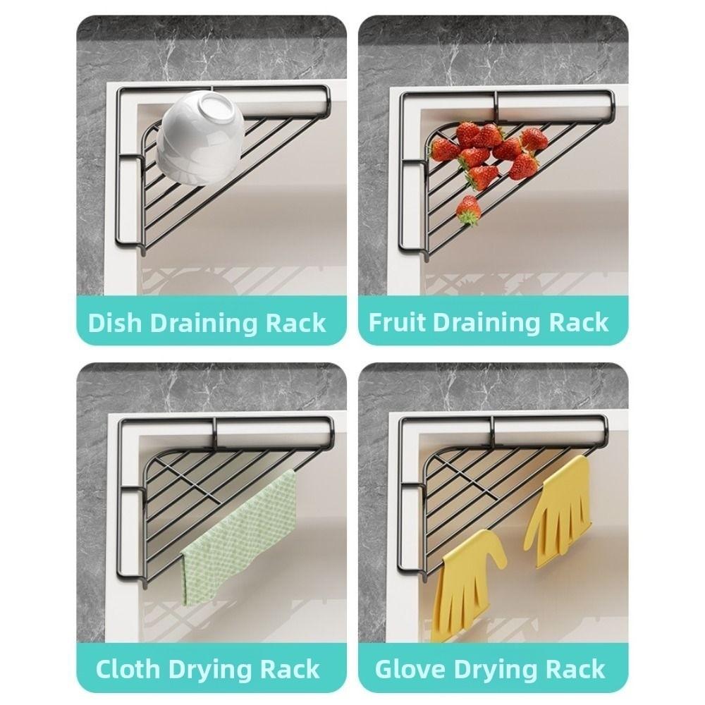 Punch-free Sink Corner Rack Anti-rust Sink Drain Shelf Cleaning Supplies Storage