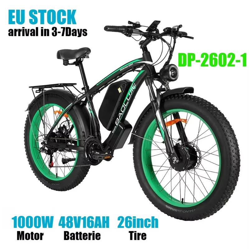 Baolujie DP2602 Electric Bike Off-road Dual Motor 26 Inch MTB Adult Electric Bicycle 48V 16Ah Battery E-bike