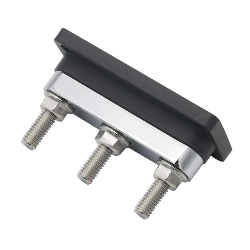 600A Bus Bar 3-Stud (3/8") M10 High Current Copper Busbar Terminal Block Battery Ground Distribution Block DC 12-48V with Cover