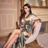 Robe Lunga da Donna Loungewear Elegante Stile Cinese Kimono Accappatoio Vestaglia Negligé Nuovo Set Pigiama in Raso Setoso Pigiama Lento