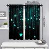 Set Of 2 Blue Tassel Stars Print Curtains Suitable Bedroom Living Room Kitchen Decoration Home Window Curtain For Sitting Made Polyester