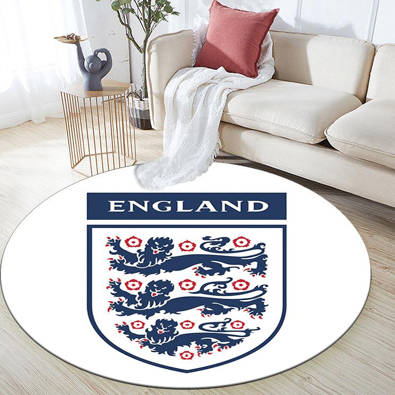 England Football   Round Rug, Non Slip Washable Circular Carpet For Living Room Bedroom Playroom, Sports Fan Decor, Holiday Birthday Gift