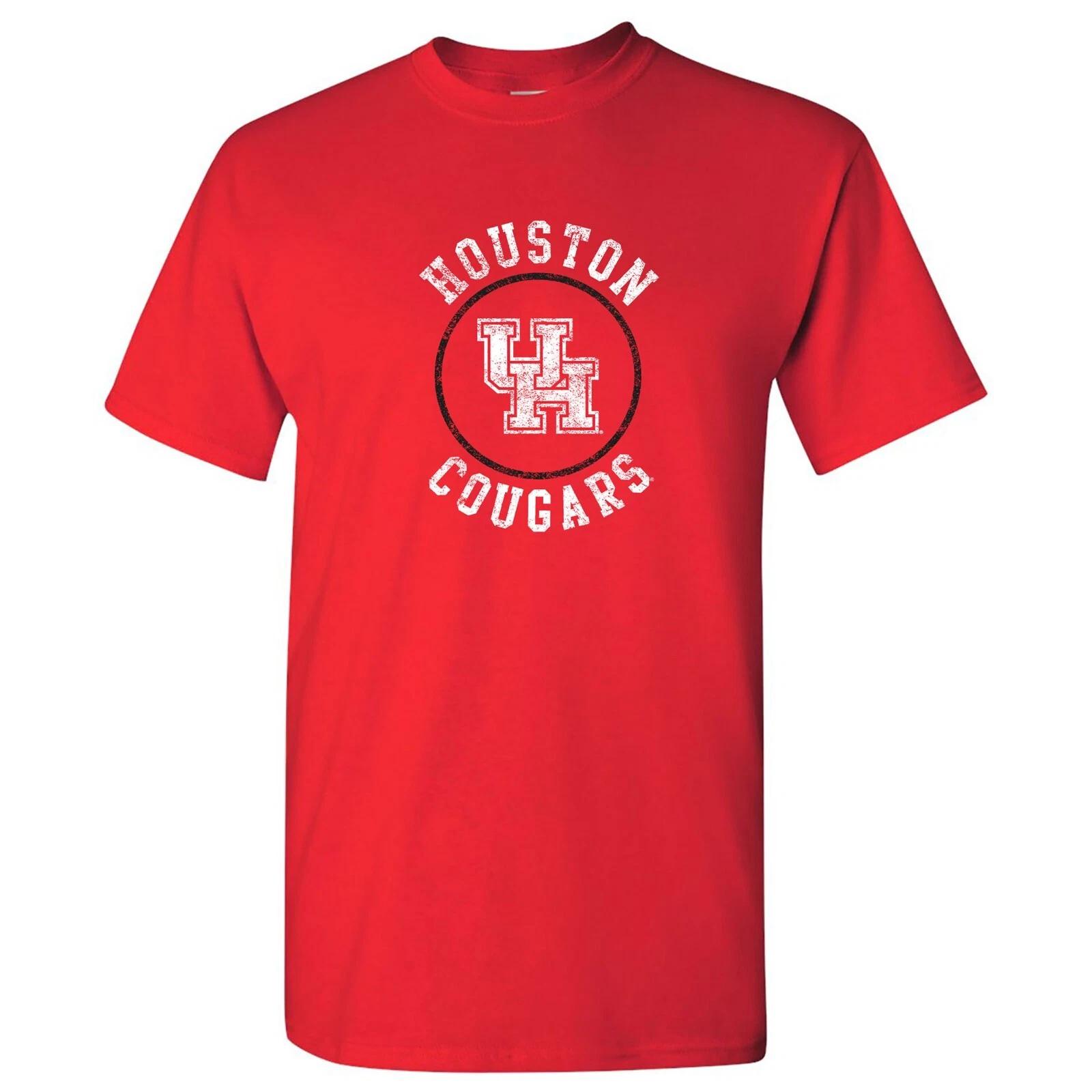 University of Houston Cougars Distressed Circle Logo T-Shirt - Red 3XL