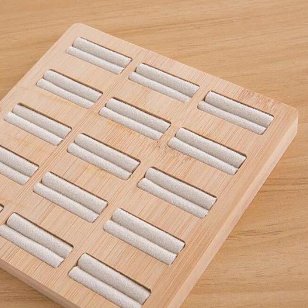 Holzohrringe Ringe Schmuck Display Tablett Organizer Halter 15 Slots Weiß