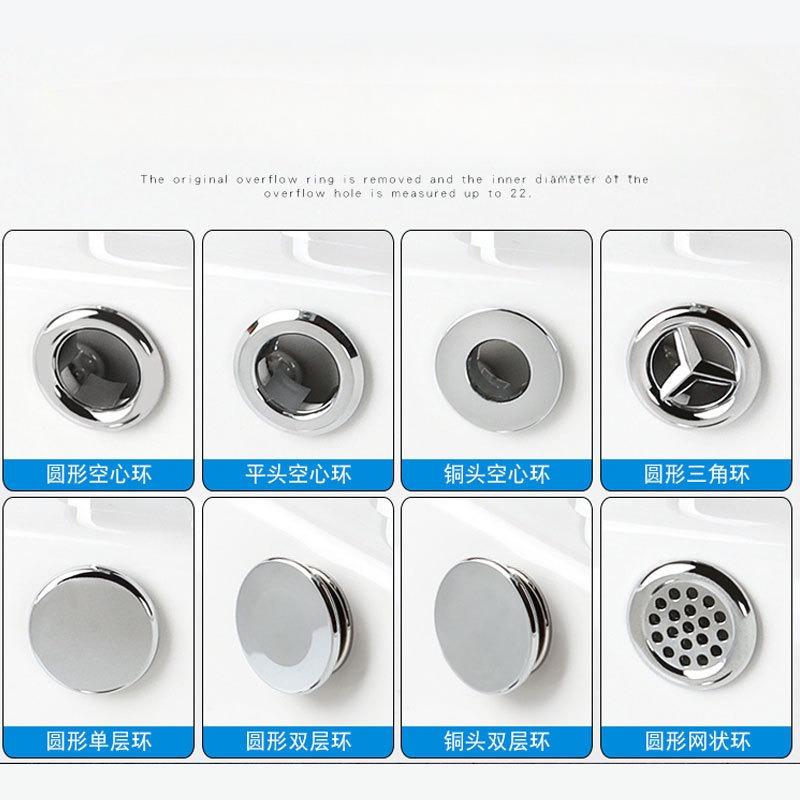 Sink Basin Trim Overflow Cover for Kitchen and Bathroom Vanity Sink Solid Brass Vessel Insert in Hole Round Caps Pack of 2