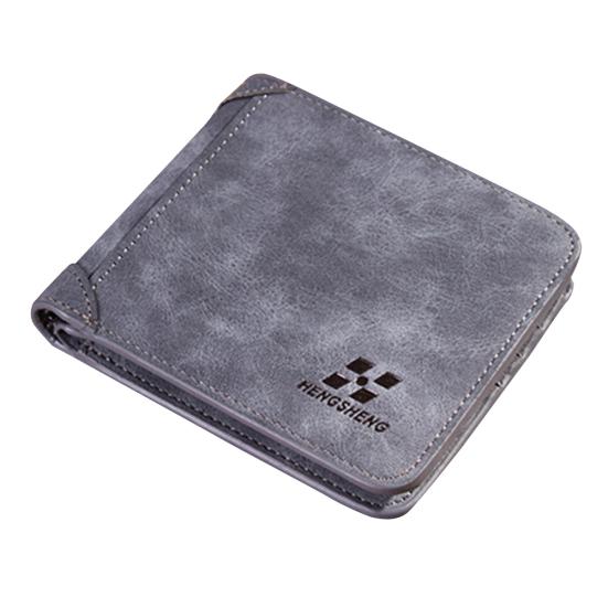 Retro Men Faux Leather Thin Card Holder Purse Business Trifold Short Wallet
