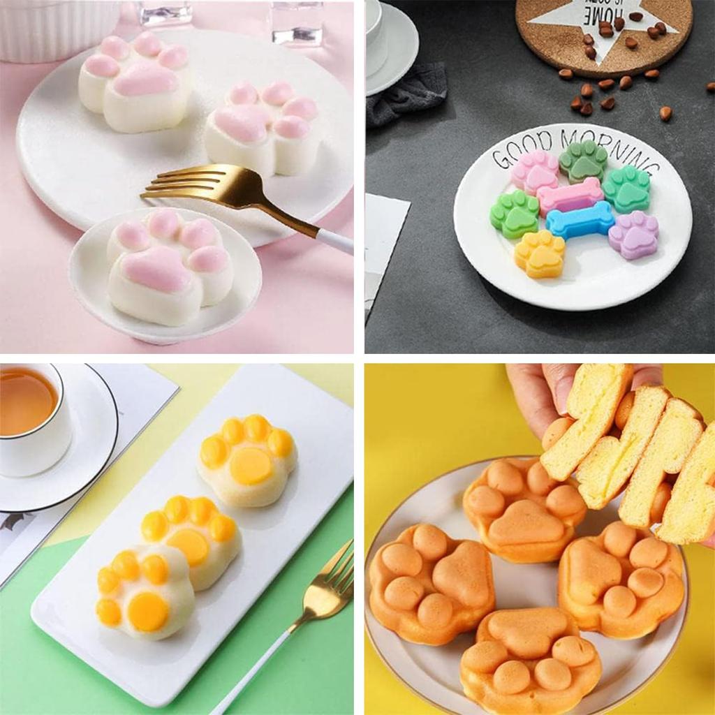 DEVENTORZ Cat Paw and Dog Bone Cake Cute Silicone Paw Chocolate Cookie Cake Baking Baking Kitchen Craft Handmade 8 Cavities Mold, Mold, Mold, Mold,