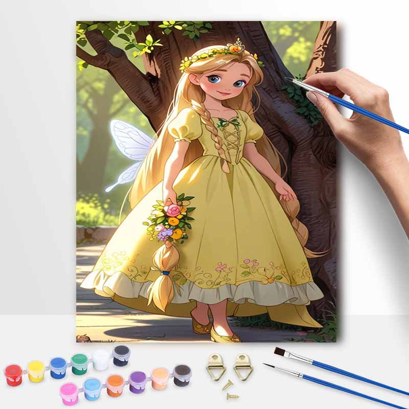 Disney Rapunzel oil painting handmade painting kit diy home room decoration gift 20x30cm