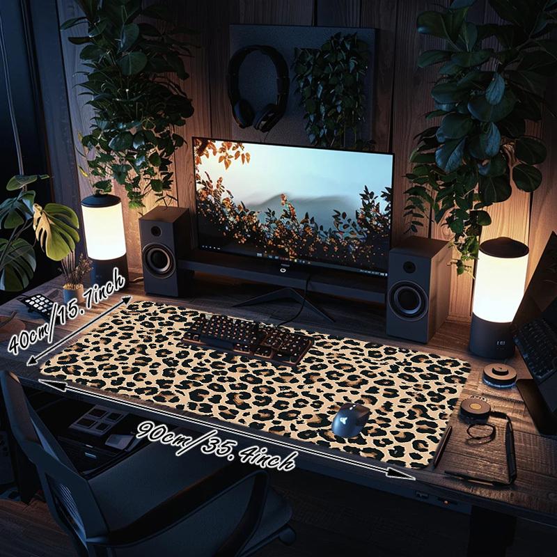 1 PZ Tappetino per Mouse Oversize Stampa Leopardo - Base in Gomma Antiscivolo Perfetto per Ufficio Scuola Esports Decorazione Casa Tappetino da Scrivania 174A