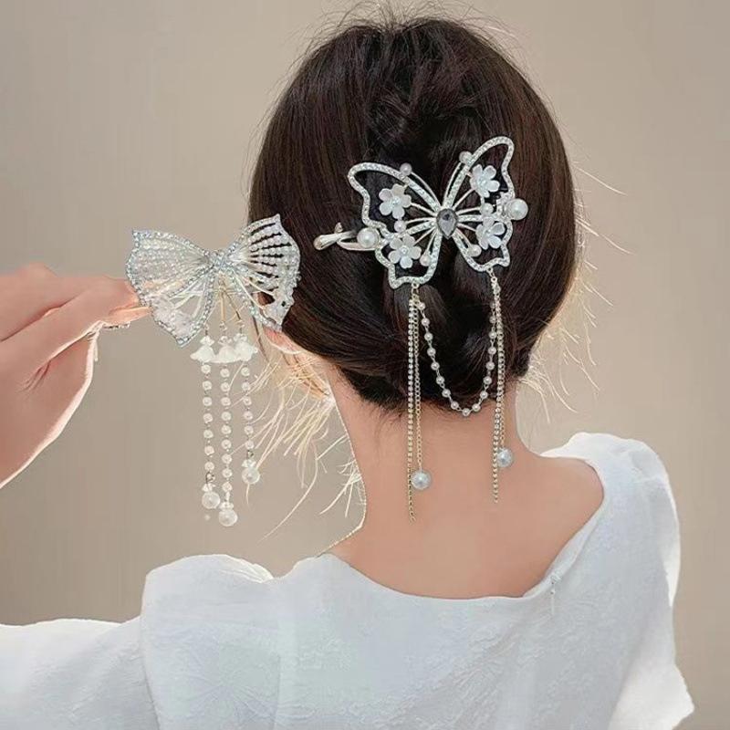 Shark Crab Clips Girls Hair Pin Hair Accessories Women Simple Hair Claw Clip Butterfly Pearl Tassel Hair Clip