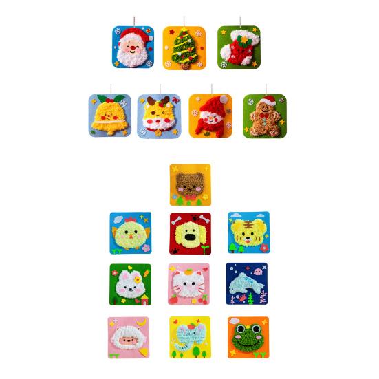 1/7/10Pcs Christmas Handmade DIY Material Bag Easy to Operate Embroidered Doll Set with Cartoon Animal Pattern Sewing Craft Kit