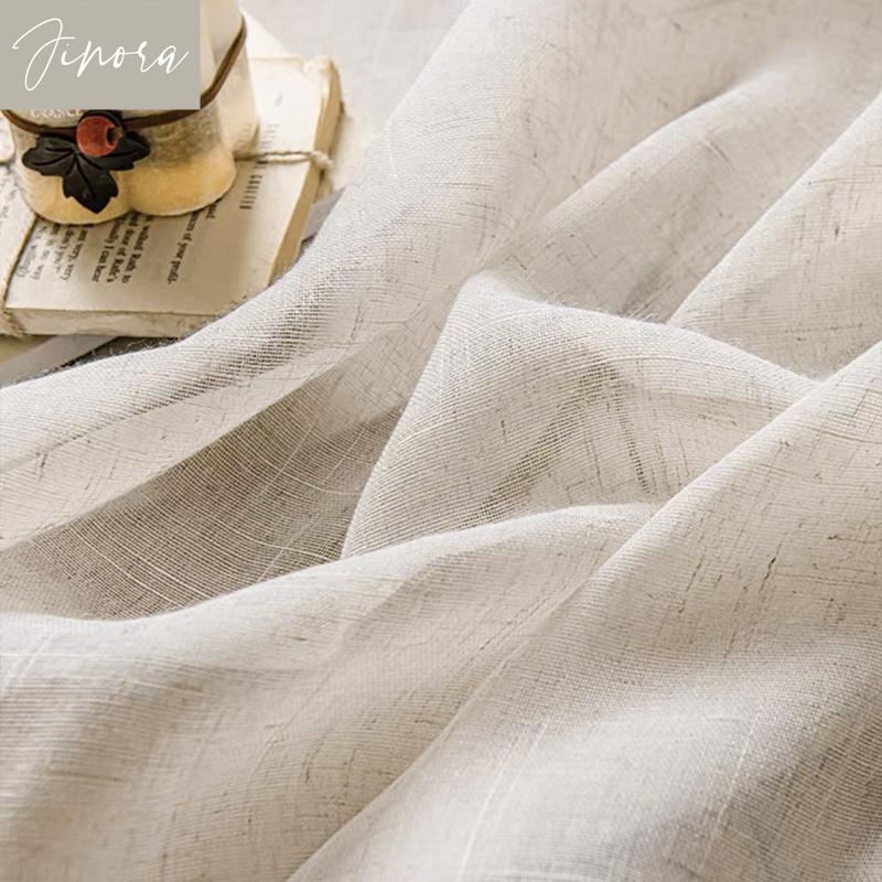 

Cotton and Linen Texture Translucent Curtains for Bedroom Living Room with UV Protection Sheer Curtain Window Screen Yarn Custom 1PC W100cmxH130cm&Pull pleated Tape