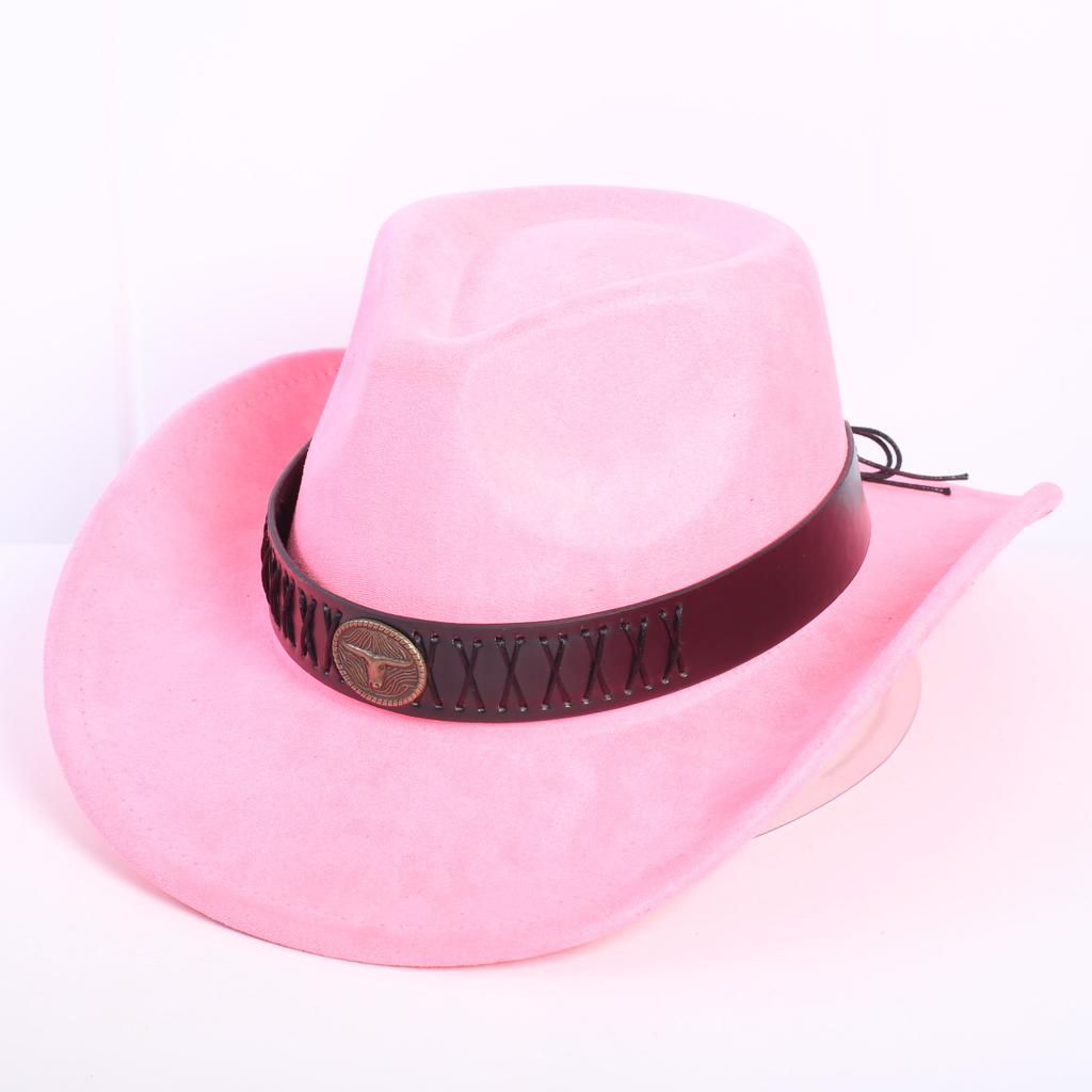 Popular European and American Classic Suede Western Cowboy Hat Men's and Women's Fashion LO Style Peach Heart Cowboy Hat