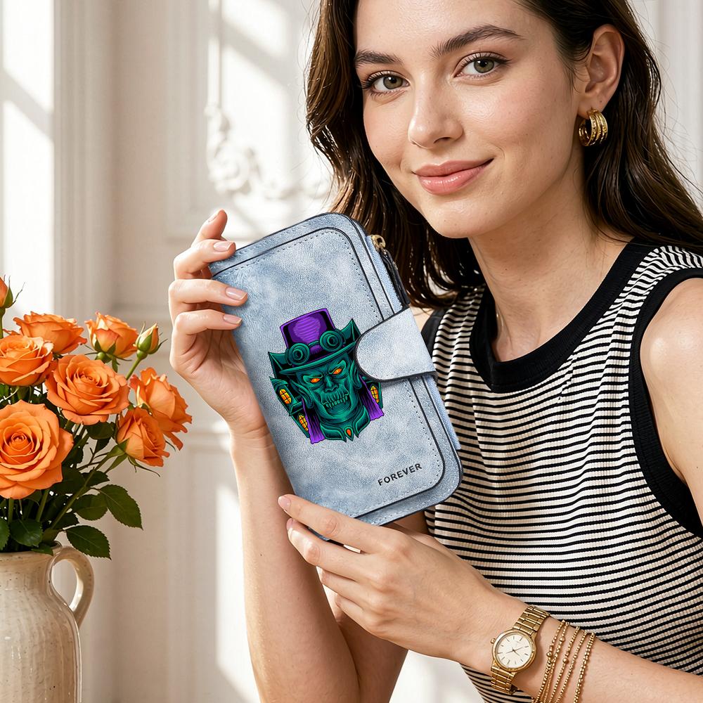 Gothic Demon Pattern Long Wallet Fashion Casual Card Holder Large Capacity Portable Purse for Daily Use