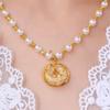 French Gold Wire Mesh Pearl Necklace, Women'S Versatile Temperament, Safety Buckle Pendant, Collarbone Chain Accessories