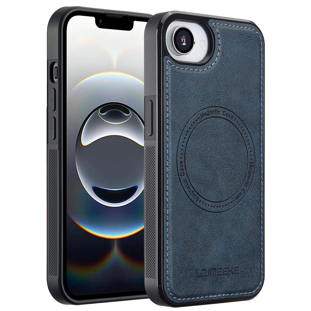 LC.IMEEKE For iPhone 16e Magnetic Case Compatible with MagSafe Leather+TPU Back Cover
