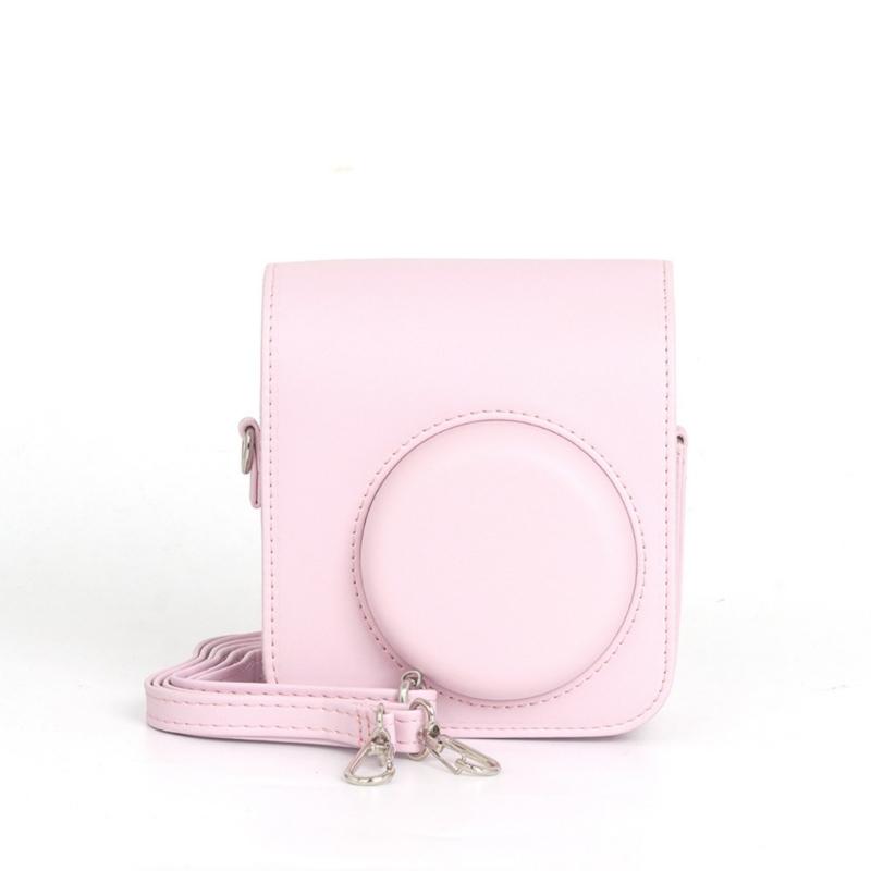 

PU Leather Soft Camera Case Travelling Bag Shoulder Bag for Mini12 Film Camera Bag + Shoulder Straps розовый