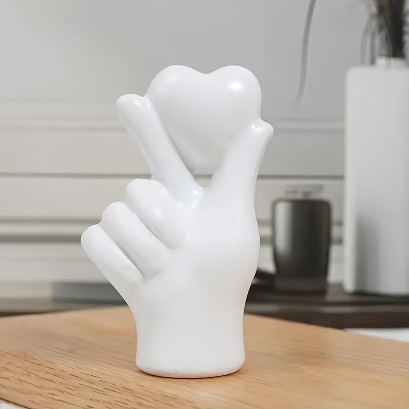 1pcs Modern Minimalist Hand Gesture Resin Figurine Living Room Home Decor Valentine's Day Ambience Ornament Festive Gift