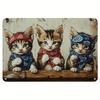 Vintage-Wandschild aus Metall, 20 x 30 cm, Kung-Fu-Katze, lustig, inspirierend, für Kneipe, Bar, Garage, Büro, Zuhause