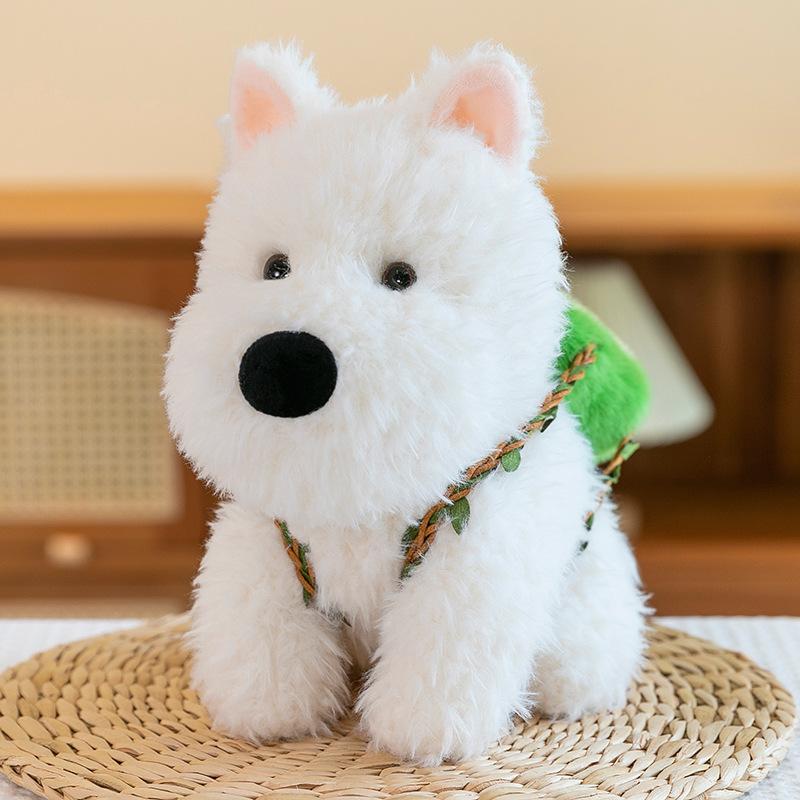 Cute Bow West Highland Dog Doll Backpack Scribbled Puppy Clothes Plush Toy