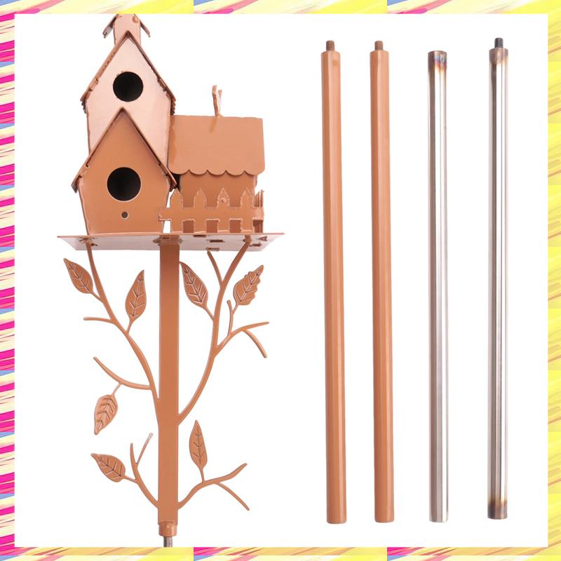 ABJJ Garden Bird House Metal Bird Feeders Garden Stakes With Pole Bird Houses For Courtyard Backyard Patio Outdoor Style E