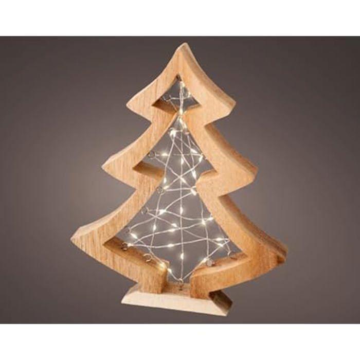 Cadre lumineux - KAEMINGK - Bois naturel - Micro LED - Blanc chaud - Forme d'arbre