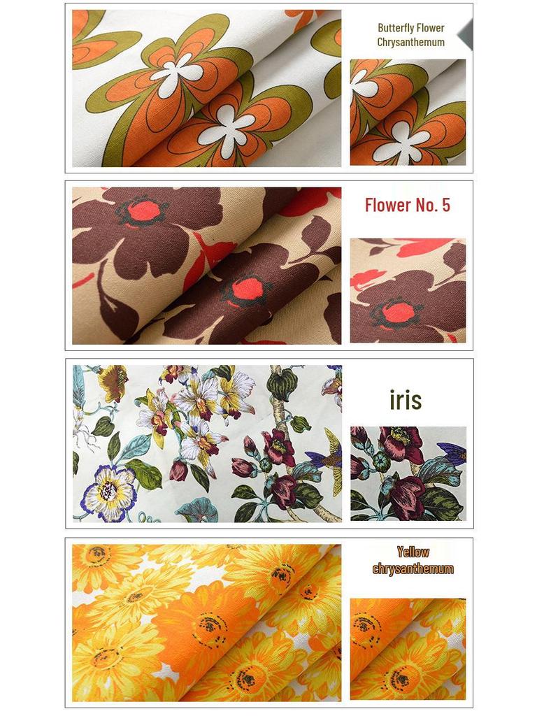 Canvas Floral Cotton Fabric for Sofa, Tablecloth, Stripe Curtains, Pillows & Remnants Clearance