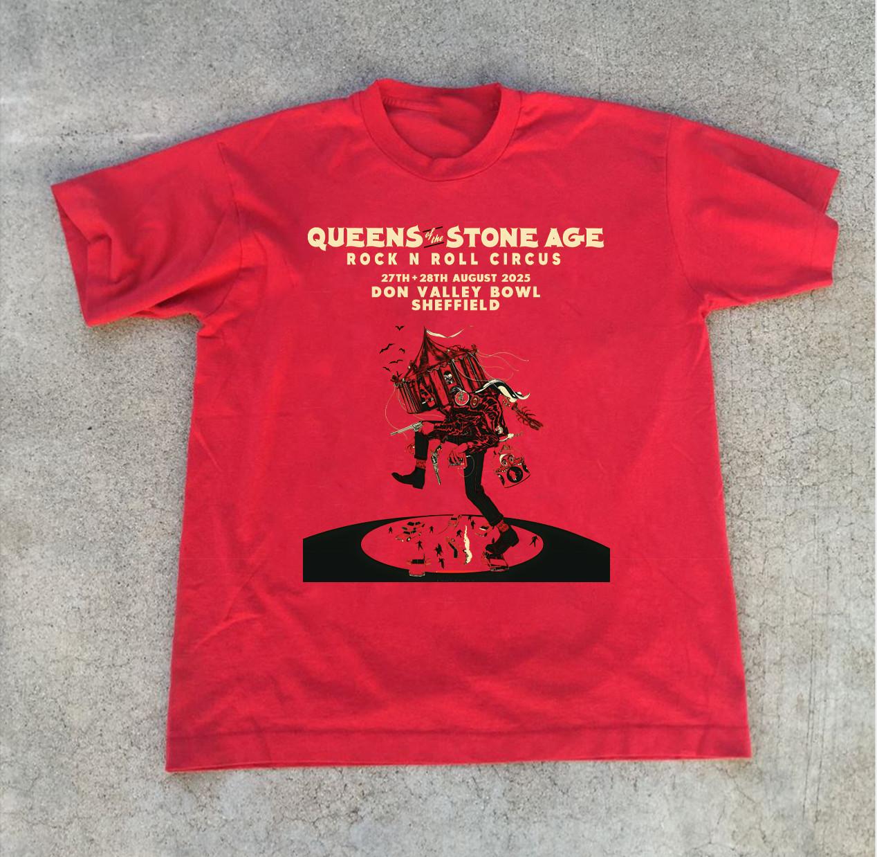 New QUEENS OF THE STONE AGE Rock N Roll 2025 Red All Size Shirt OB966 M