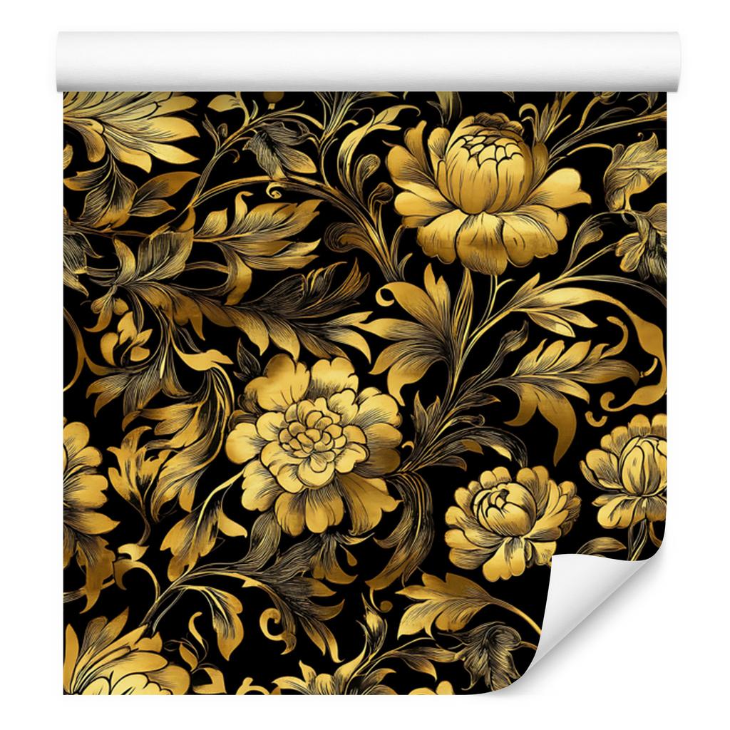 Wallpaper Golden Hibiscus Ochre and Gold, Ochre Background 50x1000