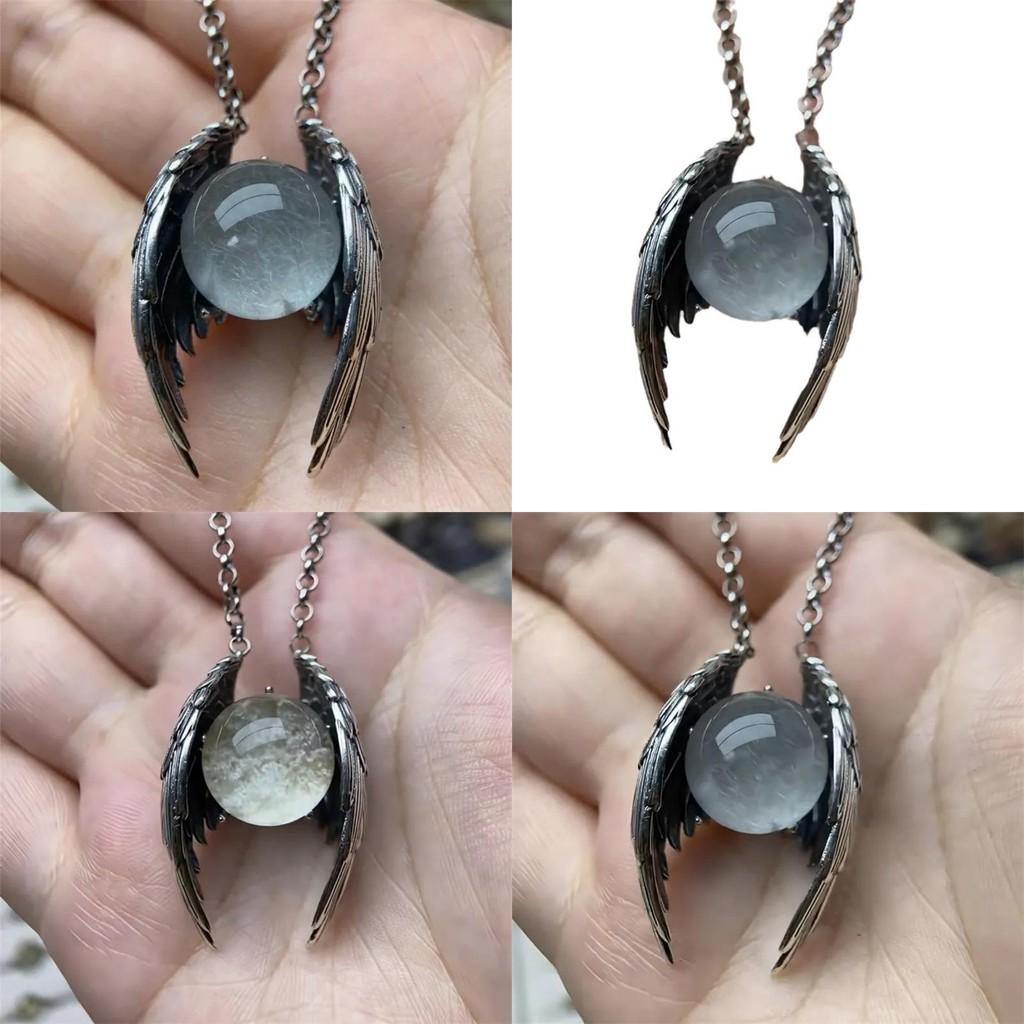 Ghost Wings Retro Faux Crystal Necklace With Alloy Pendant For Stylish Office Wear