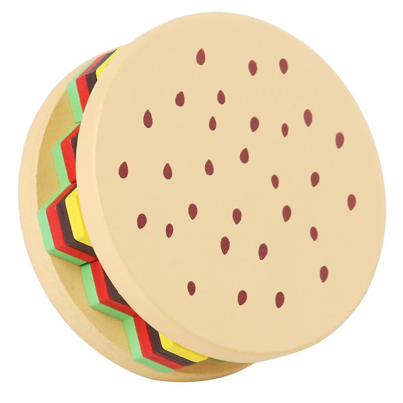 

Монтессори Конструктор Гамбургер Деревянная Геометрическая Сортировка и Штабелирование Игрушка Раннее Образовательное Обучение Игра на Распознавание Цветов