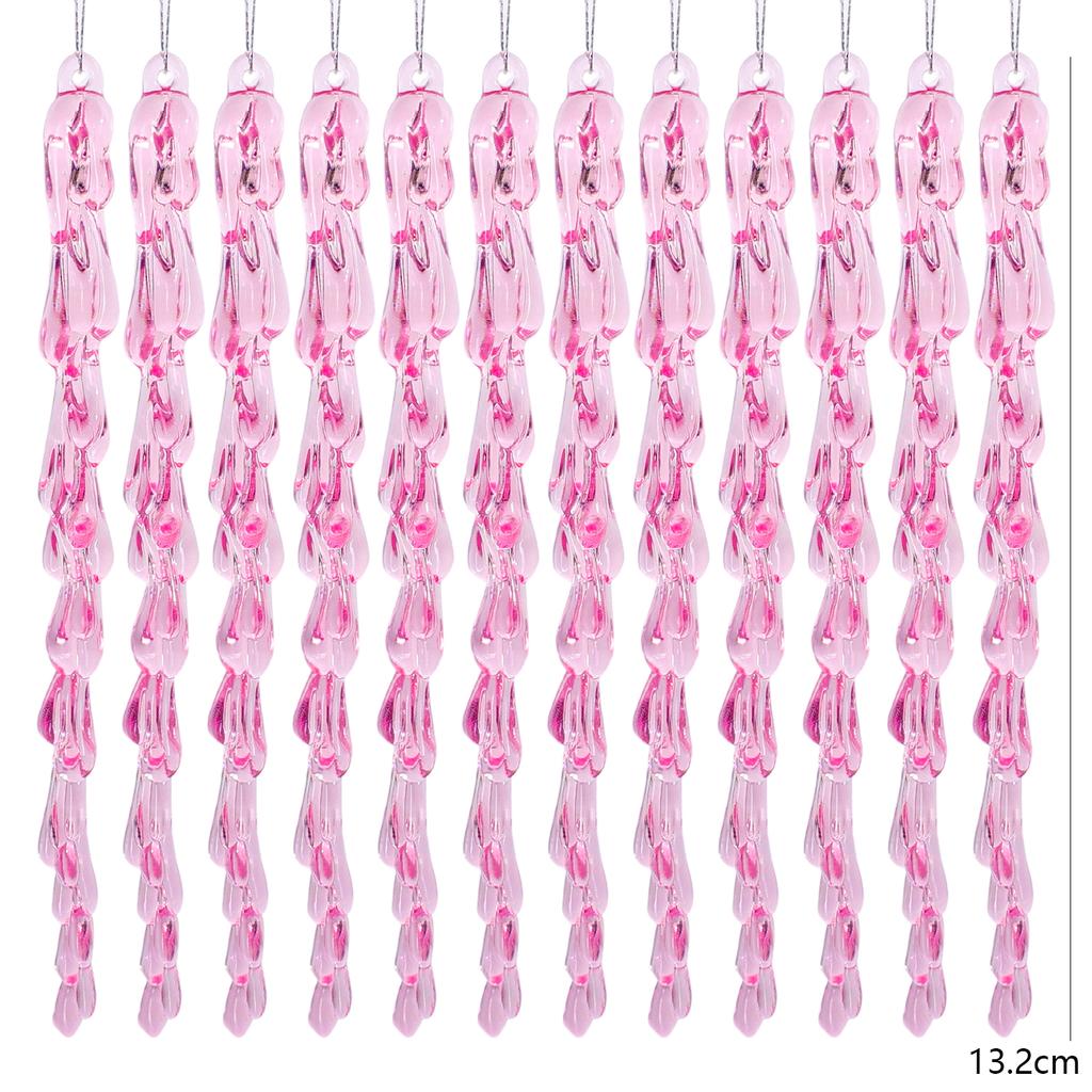 12/72pcs Christmas Ice Pendant Clear Clear Simulation Crystal Drops Acrylic Xmas Tree Ornaments Winter New Year Party Decoration