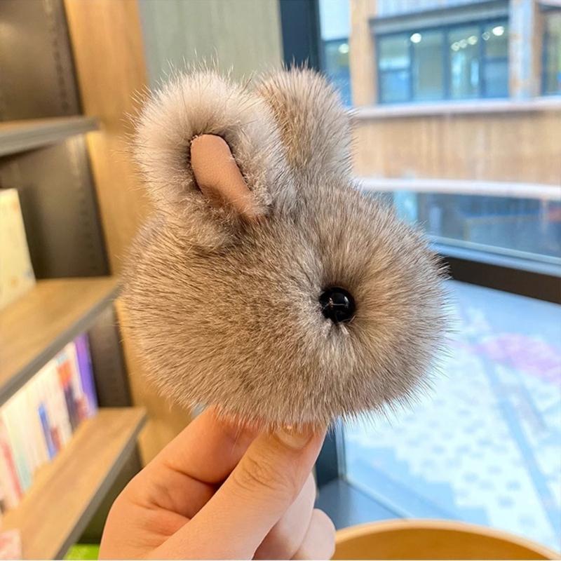Mini Cute Rabbit Hairball Keychain Pendant Lovely Hanging Decorations Keyring Charm for Purse Bag Backpack Handbag