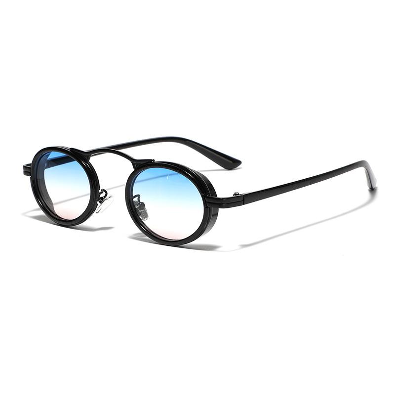 Glasses Retro Punk Style Sunglasses Men'S Semi-Metal Oval Xiaohongshu Same Sunglasses Women