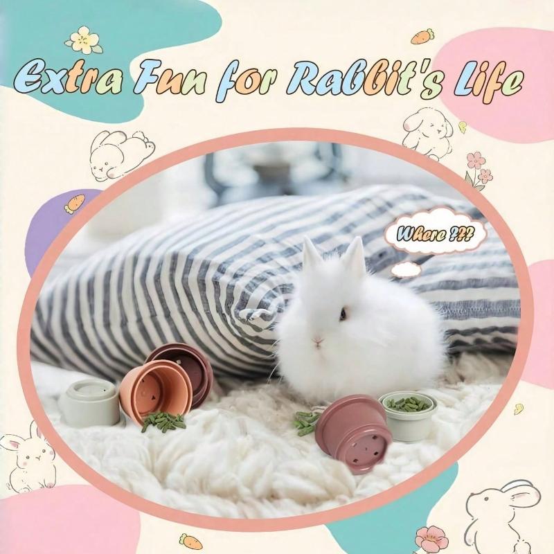 8pcs Set Rabbit&Hamster Snack Cups Stacking Cups Toy Mixed Color Plastic Nested Cups for Recognition Bath Play