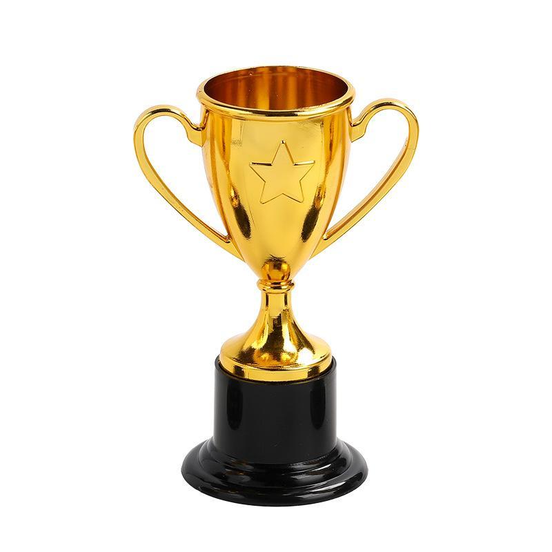 Zestaw 2 Złote Mini Trofea Wzór Gwiazdy Stabilna Czarna Podstawa Dla Dzieci Konkursy Dzień Sportu Szkolnego Nagrody