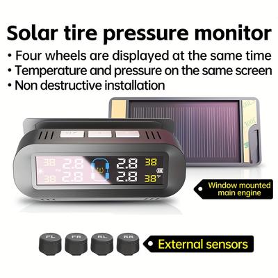 Kablosuz Lastik Basıncı Sensörü TPMS Güneş Enerjili Ekran Gerçek Zamanlı Güvenlik İzleme Sistemi