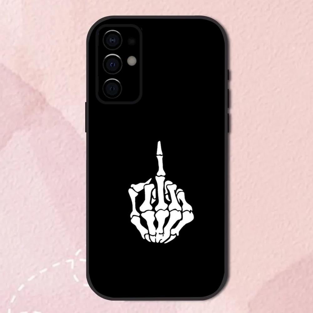 Cartoon Middle Finger Phone Case For Samsung S24,S21,S22,S23,S30,Ultra,S20,Plus,Fe,Lite,Note,10,9,5G Black Soft Shell
