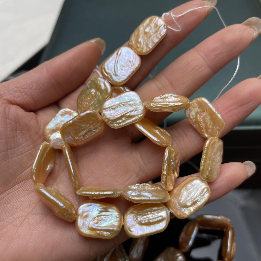 1String, Boho Women Pink Irregular Rectangular Artificial Pearl Beads 1.5×2cm, DIY Jewelry Making Kit, Perfect Gift for Wedding, Mother's Day 36cm