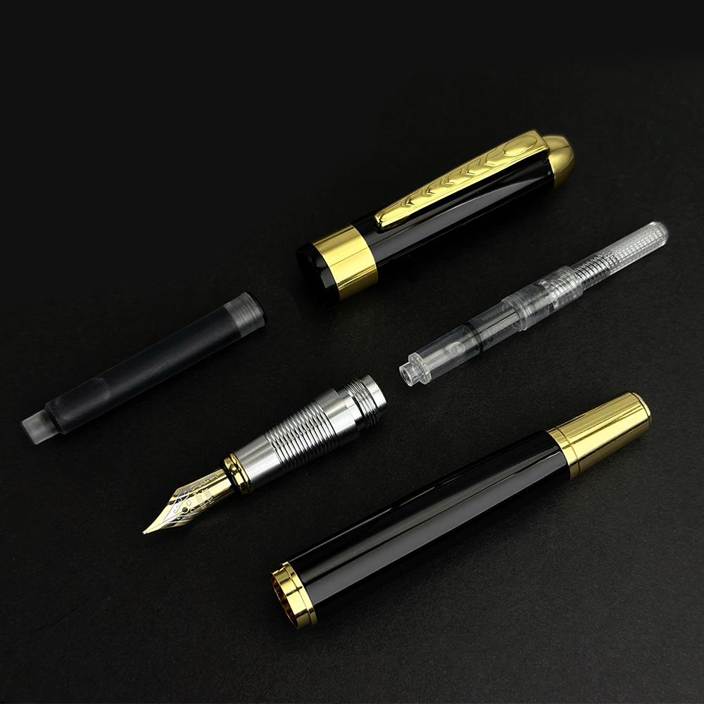 Luxusní vysoce kvalitní černé kovové business plnicí pero, pero pro každodenní psaní a podpis