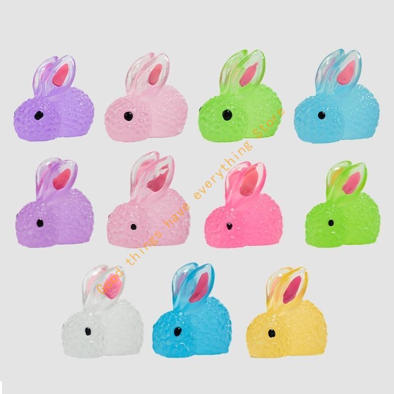 500 Pieces Glow Miniature Bunnies Figurines Resin Rabbits for Indoor and Outdoor Micros Landscape Decoration 55KF