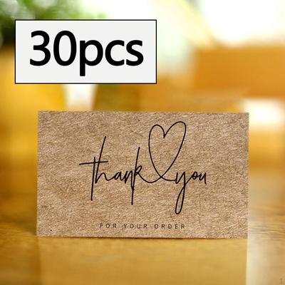 30 Pieces Kraft Thank You Cards Greeting Card Birthday Decor Holidays Festive Gift
