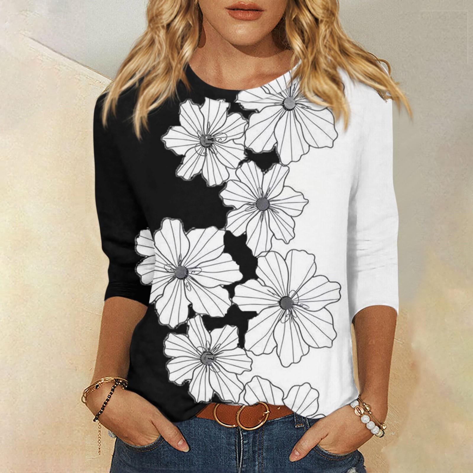 

Рубашки с длинным рукавом для женщин, милые футболки с графическим принтом, блузки, повседневные базовые топы больших размеров, пуловеры L чёрный