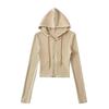 Womens Streetwear Tracksuit Set Fitted Hooded Zip Top High Waist Flare Pants Slim Fit Fall 2025