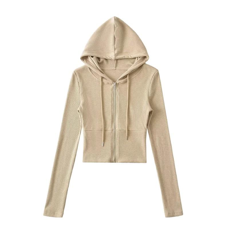Womens Streetwear Tracksuit Set Fitted Hooded Zip Top High Waist Flare Pants Slim Fit Fall 2025