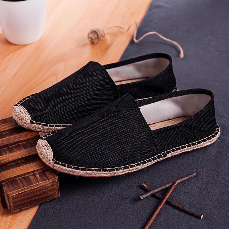 Scarpe da Uomo e da Donna in Tela e Lino Resistenti all'Usura: Scarpe da passeggio slip-on traspiranti, fatte a mano, casual