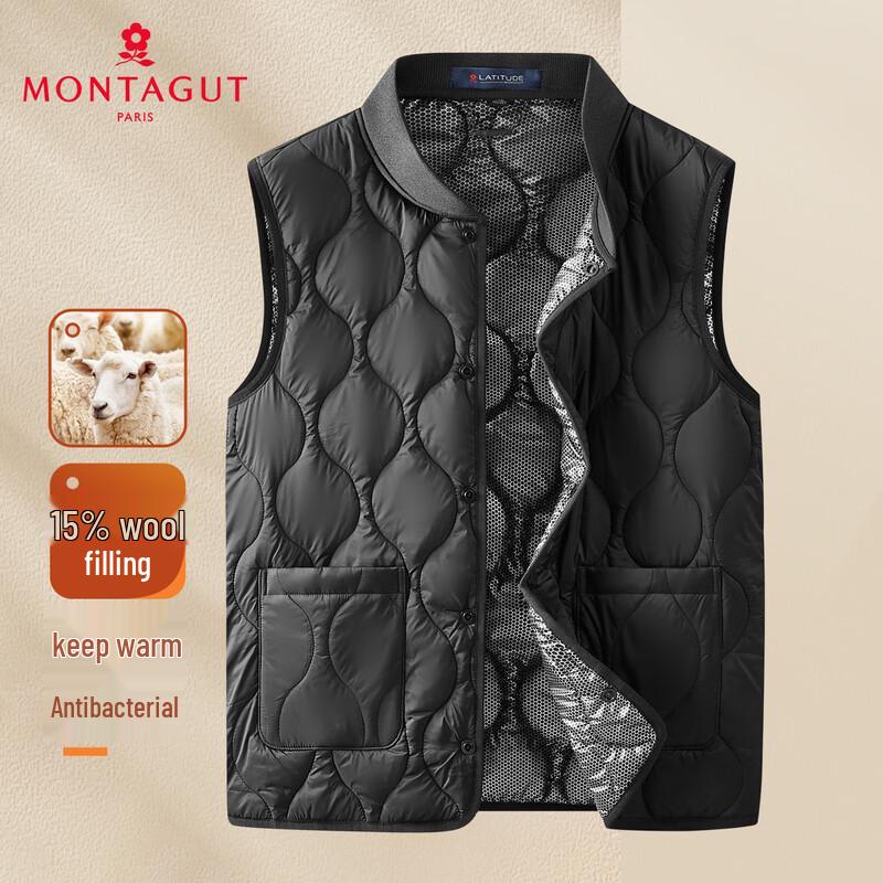 

MONTAGUT Men s Lightweight Wool-Blend Padded Vest L